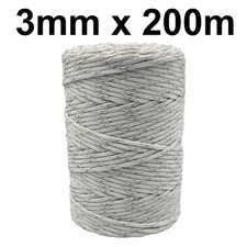 Electric Fence Braided Poly Rope 3mm x 200 Metre White horse Fencing equestrian