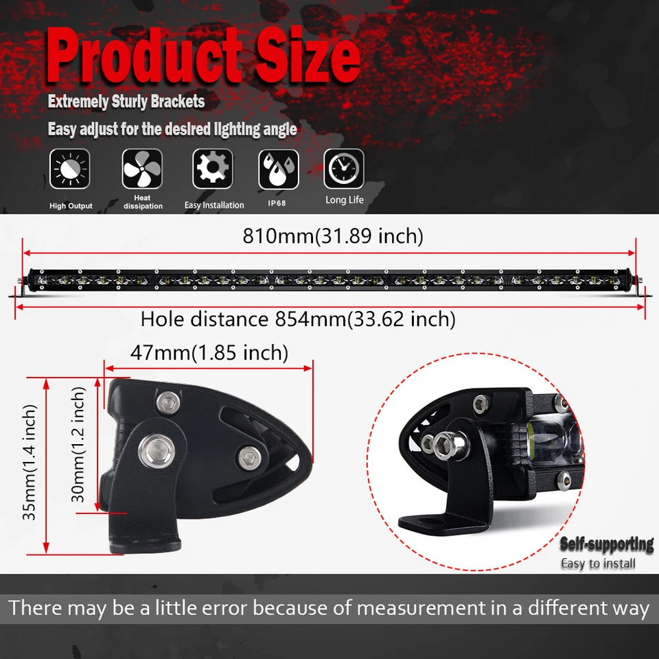 Barra de luz LED de 32 pulgadas 1800 W punto camión de inundación todoterreno VS 30"34"36" + arnés de cableado Foto 2 de 4