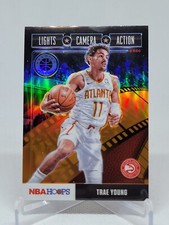 Trae Young 2019-20 Hoops Premium Lights Camera Action #22 Orange Prizm C3E