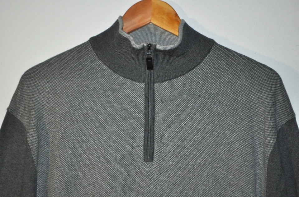 Jos. A. Bank Size XL Men's Gray Pullover Sweater 1/2 Zip Up Cotton Cashmere - Image 4 of 4