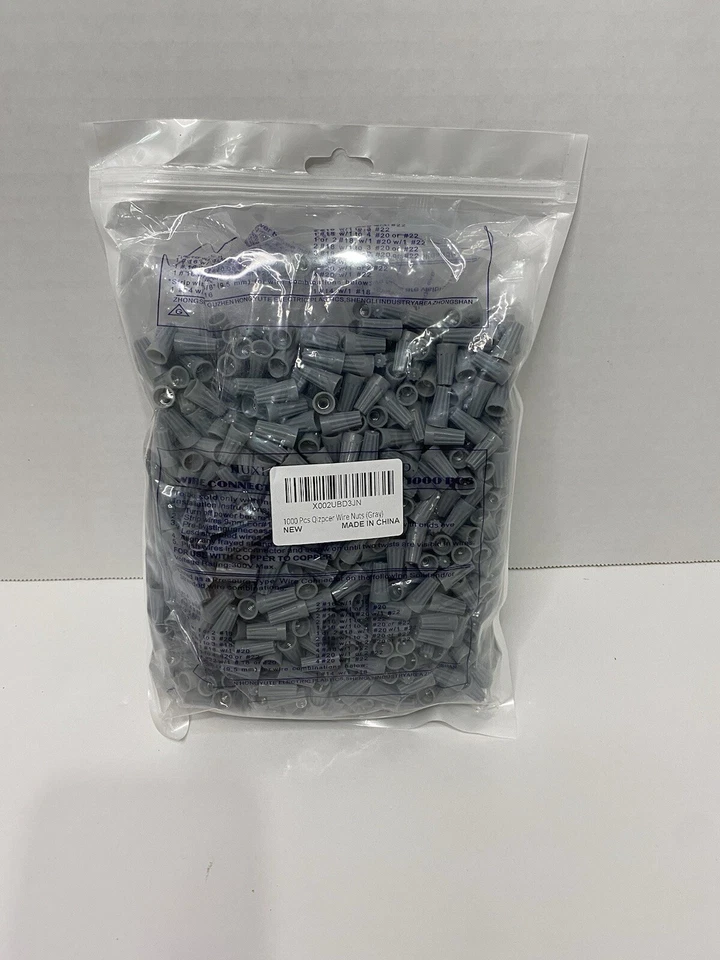 QIZPCER 1000 Pcs Electrical Wire Connectors Nuts, Gray Screw Wire Twist Terminals
