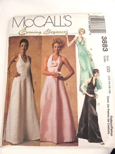McCall's 3883 Dress Gown Prom Wedding Bridal V-Neck 12-18 Miss/Petite Pattern