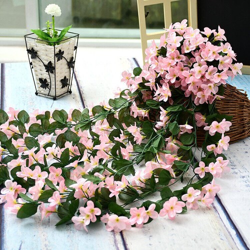 UK Artificial Hanging Violet Flowers Vine With Basket Home Garden Indoor Decor - Picture 20 of 24