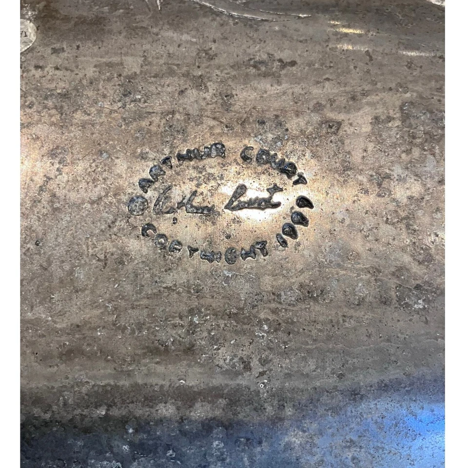 Bandeja de folhas de elefante Arthur Court 1999 vintage metal tom prata, retangular  - Imagem 3 de 4