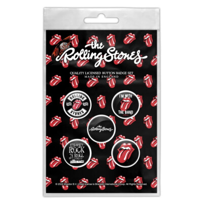 Rolling Stones - Tongue Button-Set - 5 Stück für deine Jacke/Kutte