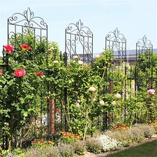2pcs Rustproof Tall Garden Trellis Heavy Metal Panels for Climbing Plant Support