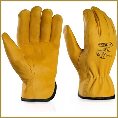 SUPEMELY TTF SUPREMLY TOUGH Driver Work Gloves Fleece Linned Throon Proof Soft Leather Driver Gardener DIY
