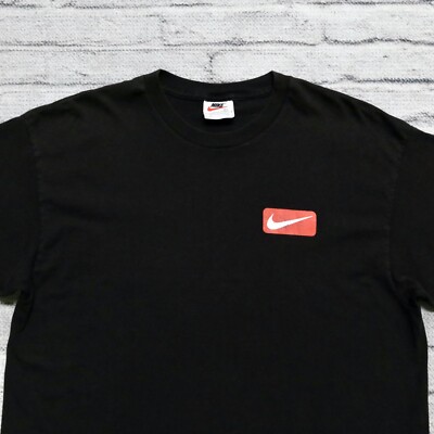Vintage 90s Nike Big Swoosh Logo Shirt Size L Black Center | eBay