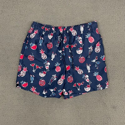 George Swim Trunks Mens Medium Blue Pineapple All Over Print Dad Beach Casual
