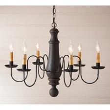 Large Norfolk 6 Arm Wood Country Chandelier in 4 Color Choices. Country Lighting