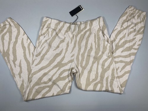 Monrow Womens Sweatpants Tan Beige Size M Zebra Stripe Joggers