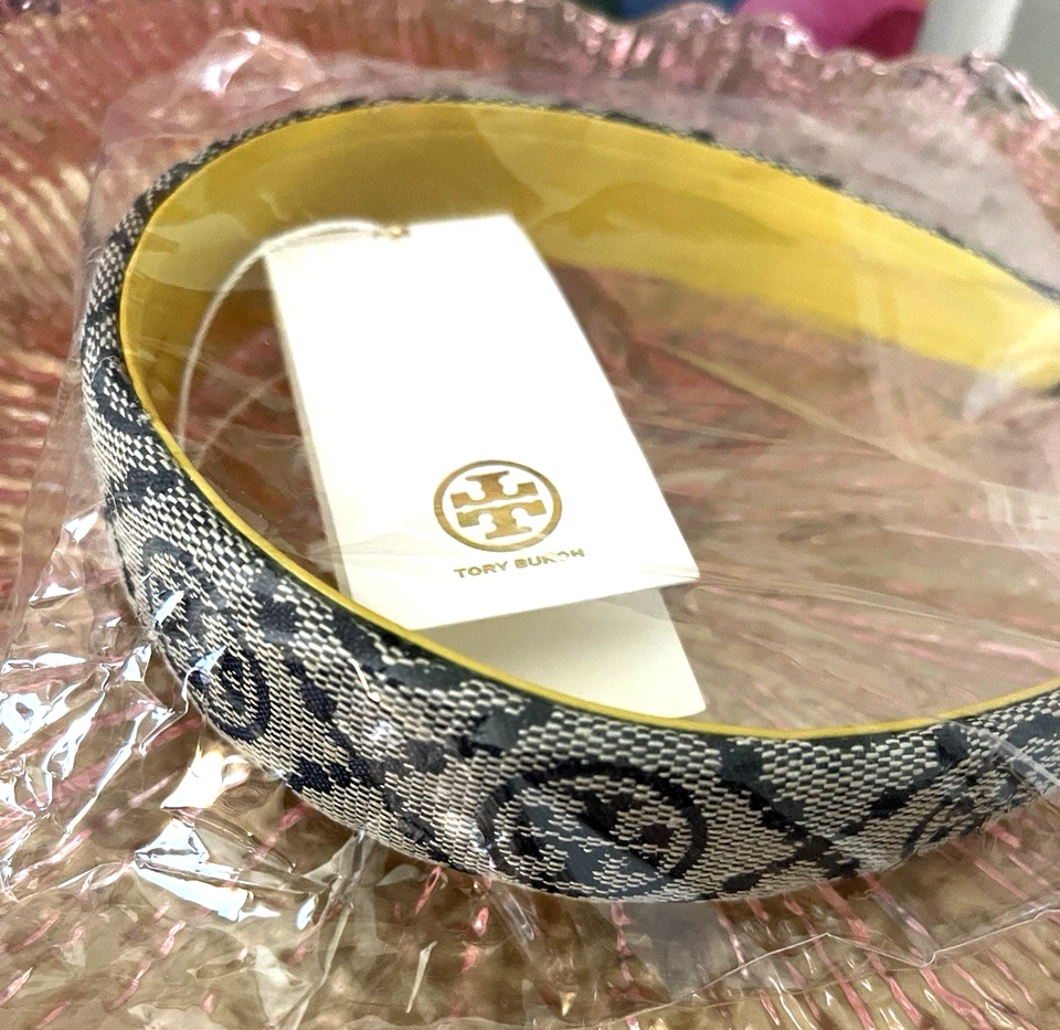 Diadema Tory Burch T Monograma Logo en Tory Navy NUEVA con ETIQUETA Foto 3 de 3