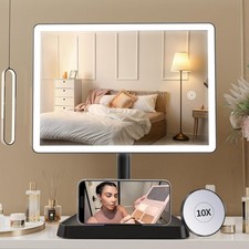 Recharable Makeup Vanity Mirror with Lights, Lar Lighted Desk
