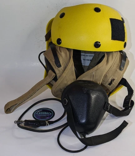 Vintage 1986 US Military Flight Deck Crew Helmet Half Shell +Comms Cold War Era