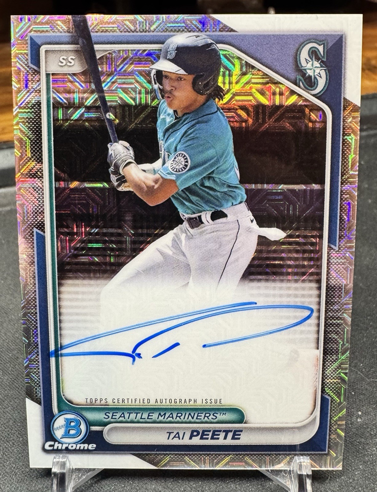 Tai Peete 2024 Bowman Chrome Prospect Mojo Refractor Auto #BMA-TP Mariners