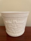 VINTAGE WHITE MILK GLASS PLANTER WITH EMBOSSED GREEK KEY BORDER — photo 1