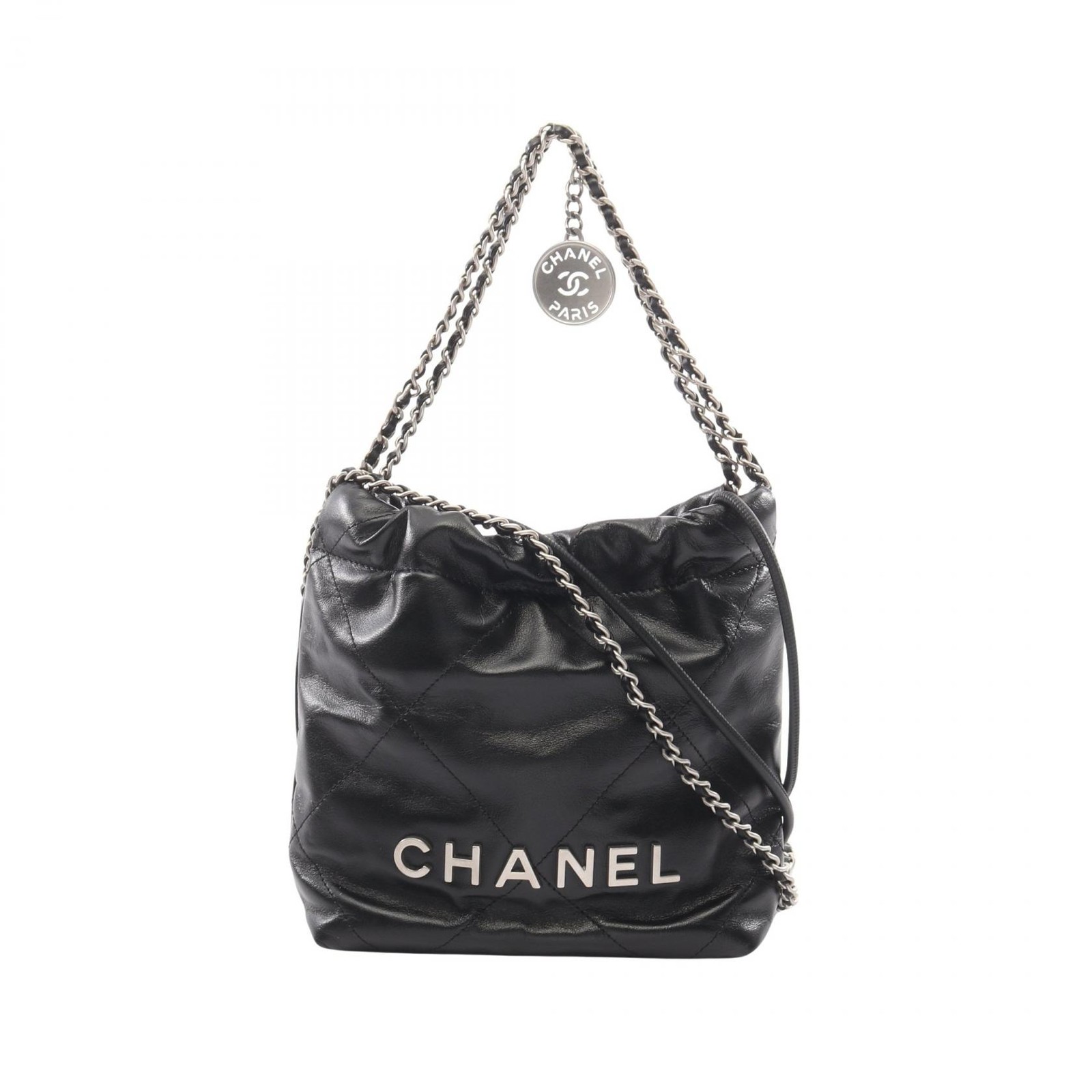 Chanel 22 Mini 2WAY AS3980 Shoulder Bag Leather Black Silver Women's #MMB734