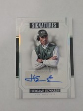 2018 Panini National Treasures Signatures HERMAN HERM EDWARDS AUTO 3/5 JETS