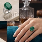 Princess Cut Big Gemstone Real Green Emerald CZ Mens Gift Silver Rings 6.5