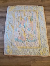 Vintage Crib Quilt Baby Blanket 42" 32" Chickens