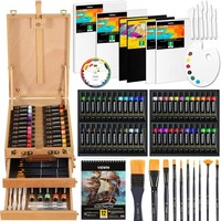 Acrylfarben Set 74-Teilig Mit Tischstaffelei 48 Farben Pinsel Leinwand