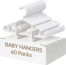 Nursery Baby Hangers with Clips, 20 Newborn Kids Plastic Clothes Hangers for