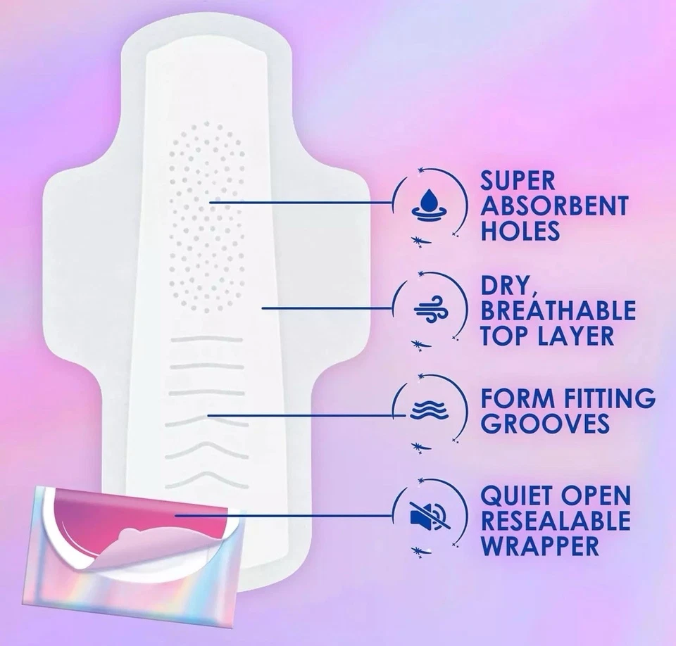 Always Pocket 女式女性垫带柔性泡沫,尺寸 2,3 盒  — 第 3/4 张图片