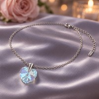 Akzent Shauna Damen Halskette Edelstahl Swarovski Herz Crystal Silber 40+5 Cm