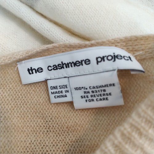 The Cashmere Project 100% Cashmere Scarf 76 X 21 Striped Soft Brown Grey Tan - Picture 6 of 6
