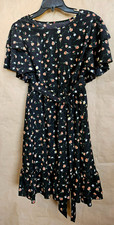 SKUE CURVE SHEIN DRESS WITH RUFFLES BLACK WITH SMALL FLOWERS SIZE OXL # 4799