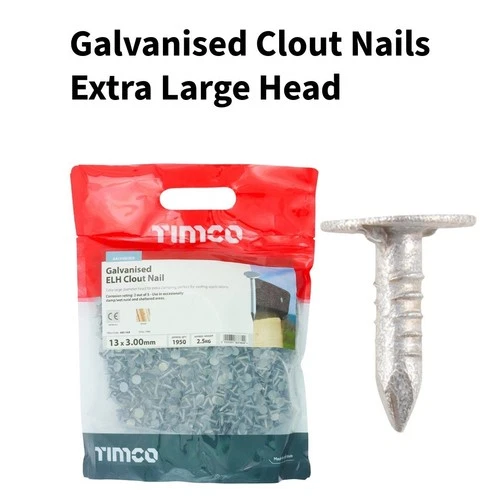 CLOUT ROOF SHED FELT NAILS Galvanised LARGE HEAD  Sizes: 13 20 25 30 40 50 mm