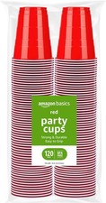Amazon Basics Disposable Red Plastic Party Cu...