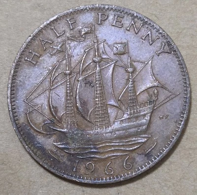 UNITED KINGDOM 🇬🇧 ONE (1) PENNY COIN 1966 (QUEEN ELIZABETH II) - Image 1 of 2
