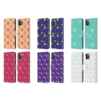 HEAD CASE DESIGNS STARS PATTERNS LEATHER BOOK CASE FOR APPLE iPHONE PHONES