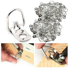 100Pcs/Set Silver Metal D Ring Picture Frame Hangers with Screws Accessories