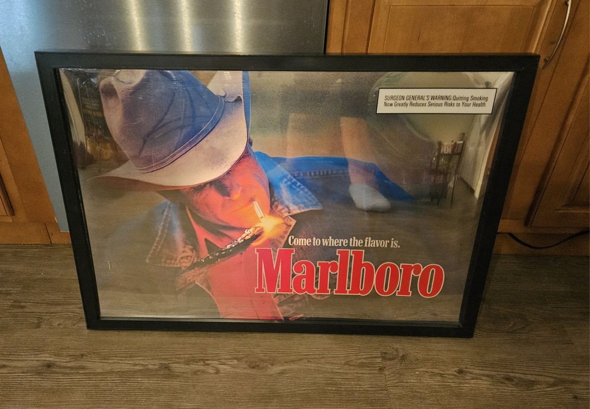 Rare Vintage Marlboro Cowboy Campfire Lighted Sign 32” X 22” | eBay