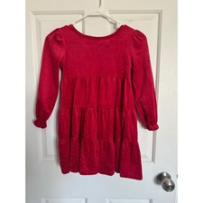 Tahari Girls Red Velvet Sparkle Tiered Long Sleeve Dress Size 6