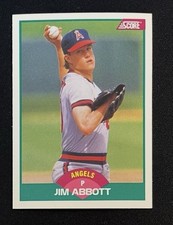 Score 1989 🔥Rookie🔥 Jim Abbott #88T Los Angeles Angels Baseball Card