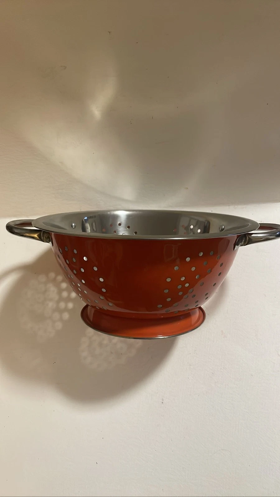 Red Enamel Colander Strainer Stainless Steel Handles Farmhouse Kitchenware
Opens in a new window or 