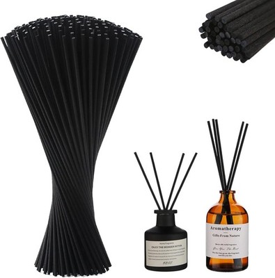 100 Stück lange schwarze Rattan Schilf Diffusor Stäbe, 30 cm x 3 mm, für Zuhause, Büro Arom
