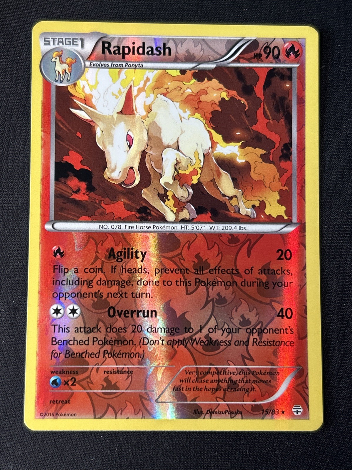 Rapidash 15/83 Generations Reverse Holo 2016 Near Mint English