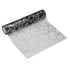 Black Silver Table Runner Roll, 11" x 30 Feet Sequin Foil Metallic Table Runner