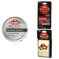 Kiwi Brown Shoe Polish Care Kit 1.13oz  2 Foam Applicators  2 Shine Cloths