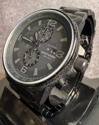Citizen Eco-Drive Nighthawk B612-5078245 WR200 Black Ion Chronograph Sapphire