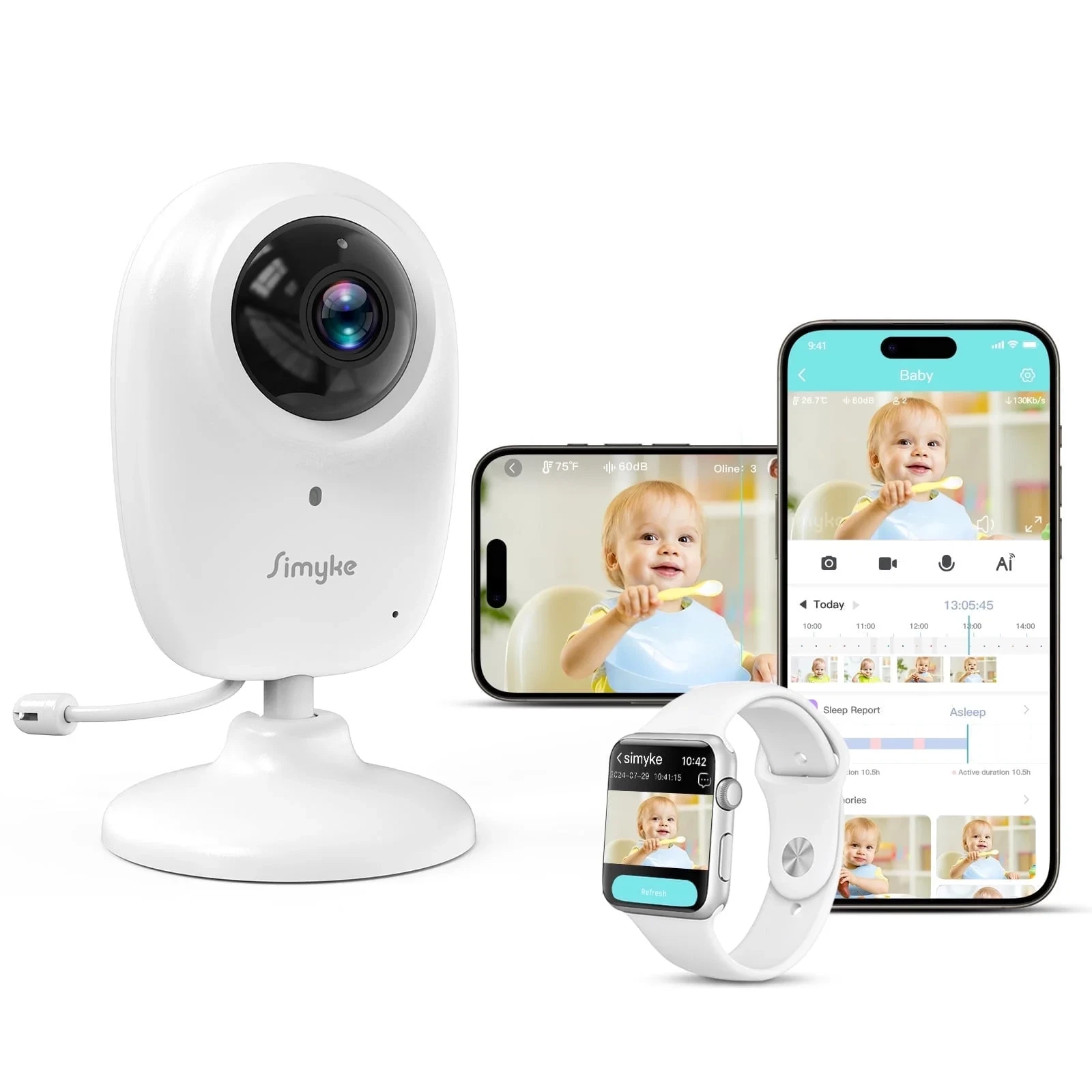 Smart Video Baby Monitor,1080P Baby Room Camera, APP Control,Wifi On/Off Switch,
