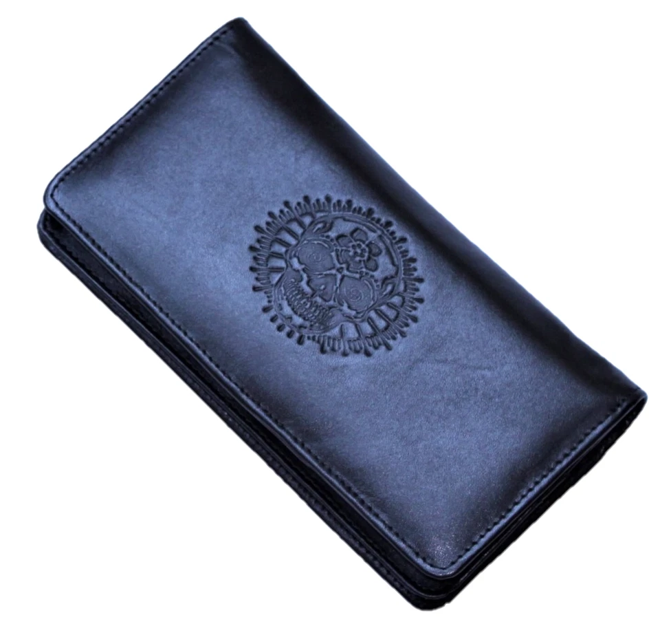 Nuevo Para hombres Cuero de Vaca Genuino Bloqueo RFID Doble Plegable Billetera Larga Negro Portatarjetas Foto 2 de 4