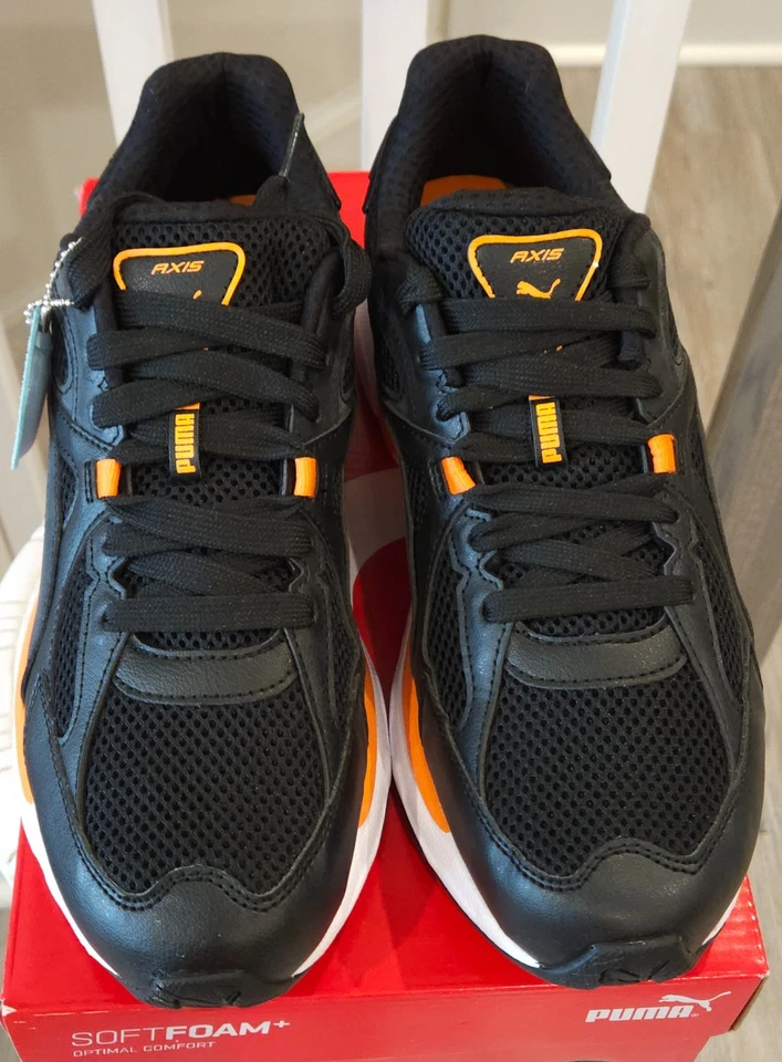 Puma Axis Plus 90s Sneakers Black/Orange 370287-01 Men’s 10.5 New w/ Box - Image 2 of 4