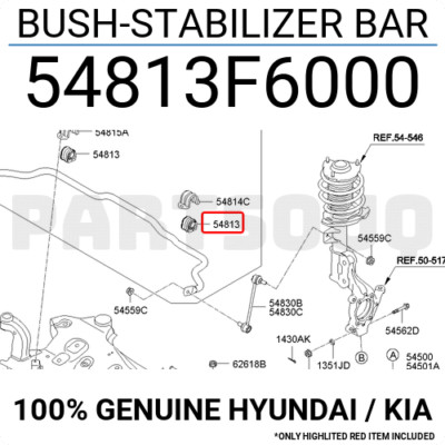 54813F6000 Genuine Hyundai / KIA BUSH-STABILIZER BAR | eBay