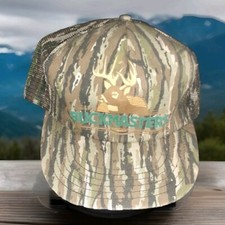 VTG Buckmasters Hat Snapback Green Camoflauge Mesh Spellout Trucker USA Made