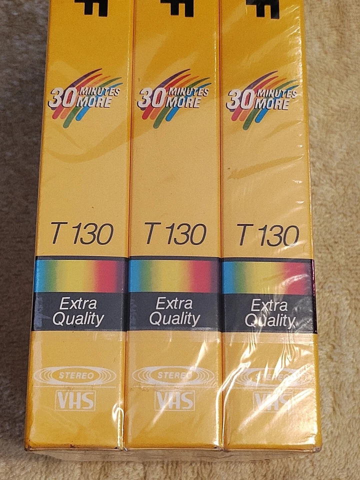 3 Factory Sealed BASF T130 6 1/2 Hour Extra Quality Blank VHS Tapes NEW - Image 3 of 4